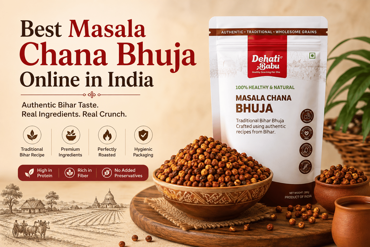 Best Masala Chana Bhuja Online in India – Authentic Bihar Roasted Black Chana Snack by Dehati Babu