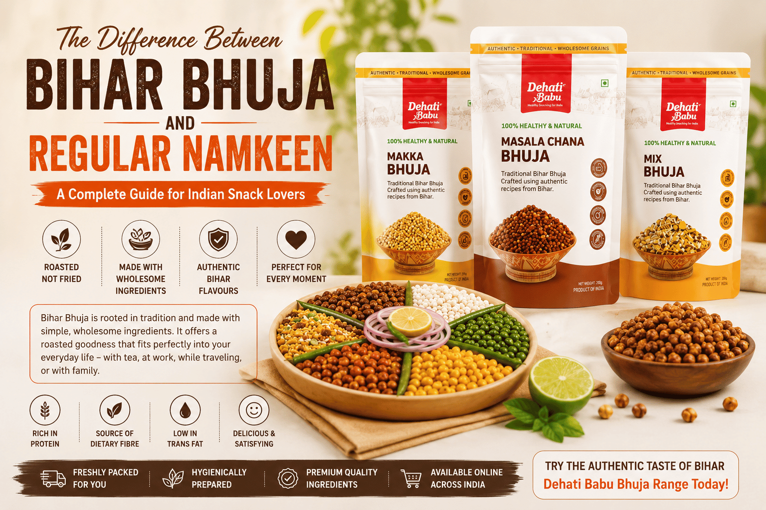 Dehati Babu Bihar Bhuja with Makka Bhuja, Masala Chana Bhuja and Mix Bhuja
